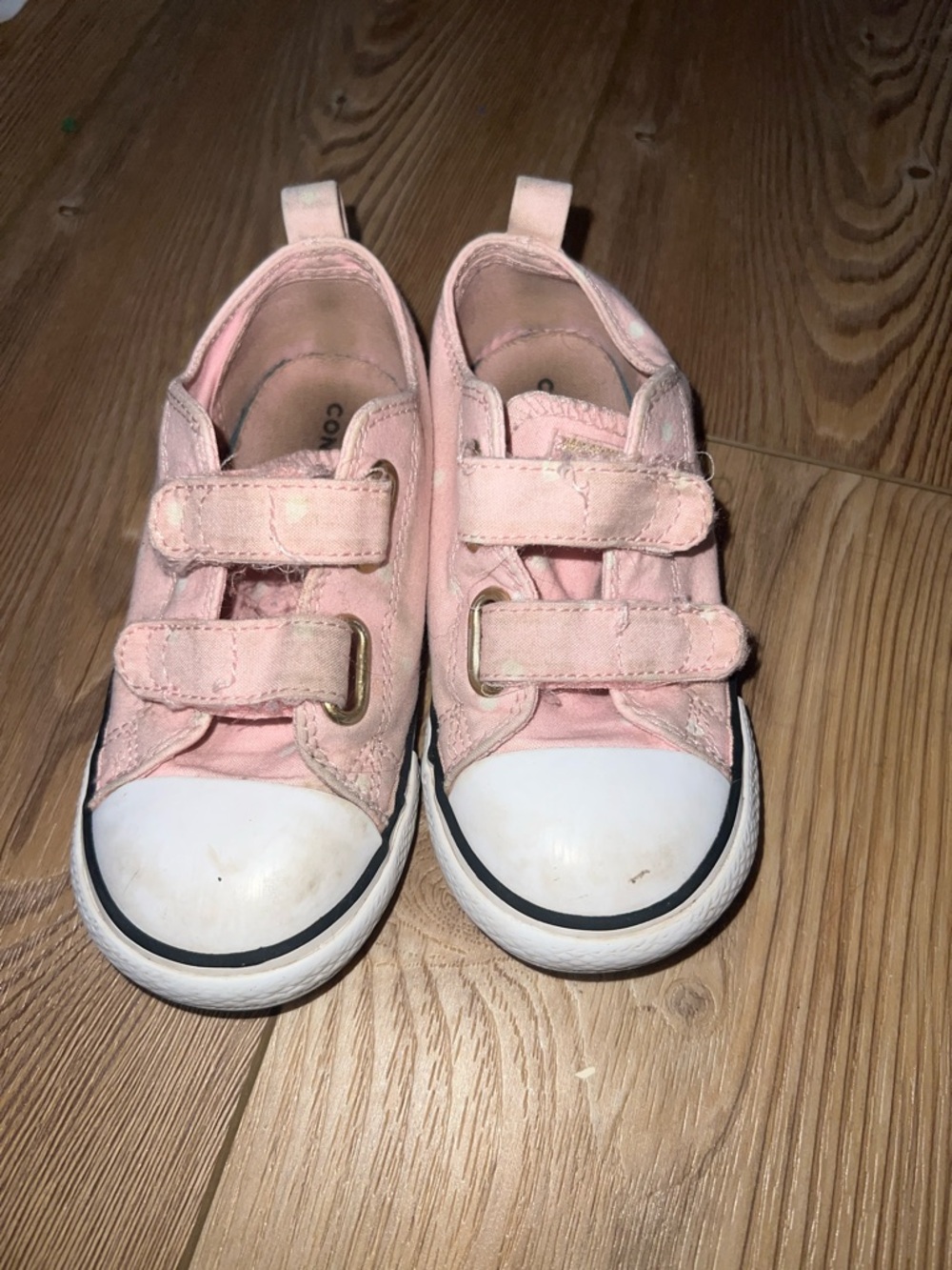 Converse Pink Canvas Kids Velcro Sneakers